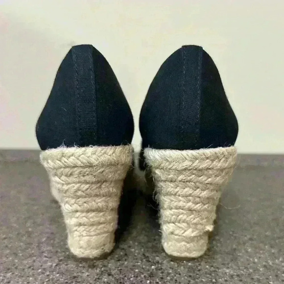 J.crew Womens Canvas Espadrilles Wedge Heels Shoes Black Slip On size 5 - Picture 3 of 8